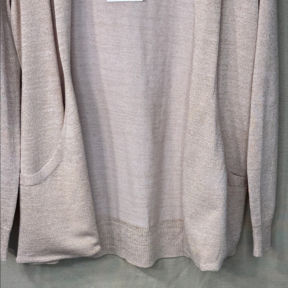 Verve Ami Sweater Pink/Gold Cardigan Open Front w/ Lapel Pocket Sz. M & L NWT - Picture 5 of 14